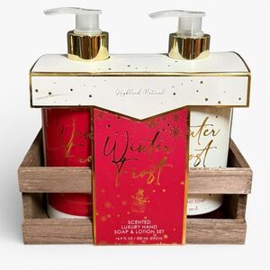 NIB Highland Natural Winter Frost Scented Luxury Hand Soap Lotion Set 16.9 fl oz